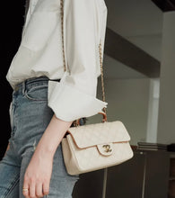 Load image into Gallery viewer, Chanel 23p beige / caramel two tone mini lambskin with gold hardware