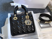 Load image into Gallery viewer, Lady Dior small black with gold hardware.