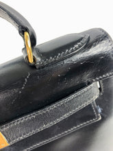Load image into Gallery viewer, Hermes Vintage black box Kelly 28, gold hdw.