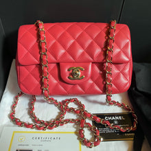 Load image into Gallery viewer, Chanel red/pink mini lambskin rectangular, gold hdw