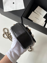 Load image into Gallery viewer, Chanel mini black heart bag (clutch with chain), light gold hdw
