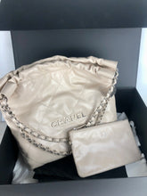 Load image into Gallery viewer, Chanel 22 small calfskin in ecru off white, matte silver hdw