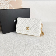 Load image into Gallery viewer, Chanel pearl crush (adjustable strap) wallet on chain woc white with gold hdw
