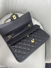 Load image into Gallery viewer, Chanel black medium caviar classic flap, gold hdw 28 series