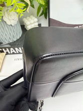 Load image into Gallery viewer, Chanel medium classic flap two tone black and blue with silver hdw.