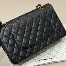 Load image into Gallery viewer, Chanel black caviar medium classic flap, gold hdw microchip