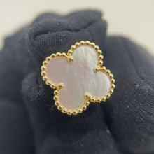 Load image into Gallery viewer, Van Cleef & (VCA) white mother of pearl 18k gold vintage Alhambra earrings