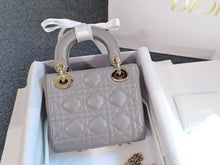 Load image into Gallery viewer, Lady Dior mini pearl grey with gold hdw
