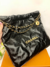 Load image into Gallery viewer, Chanel 22 medium black calfskin, gold hdw