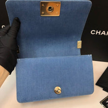 Load image into Gallery viewer, Chanel denim small boy, aged gold hdw