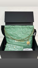 Load image into Gallery viewer, Chanel 22 small green with gold hdw