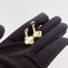 Load image into Gallery viewer, Van Cleef & (VCA) white mother of pearl 18k gold vintage Alhambra earrings