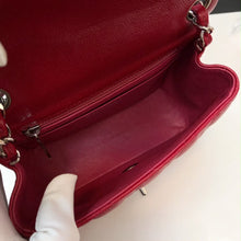 Load image into Gallery viewer, Chanel 26 series red caviar mini square, silver hardware