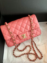 Load image into Gallery viewer, Chanel 18s pearly pink caviar mini rectangular, light gold hdw