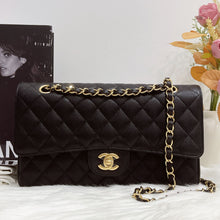 Load image into Gallery viewer, Chanel medium black caviar classic flap, gold hdw 28 series