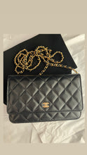 Load image into Gallery viewer, Chanel microchip black caviar WOC, wallet on chain, with gold hardware (no box)