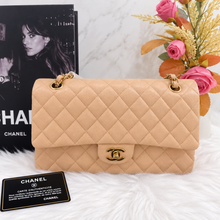 Load image into Gallery viewer, 23S Chanel light beige caviar medium classic flap, gold hdw.