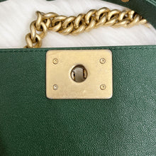 Load image into Gallery viewer, Chanel green small caviar boy, aged gold hdw