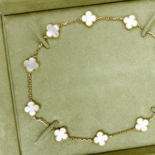 Load image into Gallery viewer, Van Cleef & Arpels (VCA) white mother of pearl 18k gold 10 motif vintage Alhambra necklace