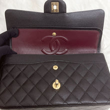 Load image into Gallery viewer, Chanel medium black caviar classic flap, gold hdw 28 series