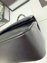 Load image into Gallery viewer, Chanel medium classic flap two tone black and blue with silver hdw.