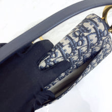 Load image into Gallery viewer, Dior blue oblique monogram jacquard medium saddle bag, with gold hardware