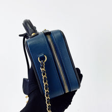 Load image into Gallery viewer, Chanel small blue filigree vanity, gold hdw