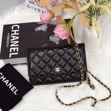 Load image into Gallery viewer, Chanel microchip black caviar WOC, wallet on chain, with gold hardware