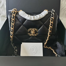 Load image into Gallery viewer, Chanel small black lambskin 19, with mixed gold hdw, unused