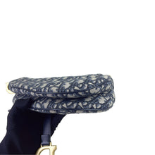 Load image into Gallery viewer, Dior blue oblique monogram jacquard medium saddle bag, with gold hardware