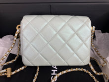 Load image into Gallery viewer, Chanel mint green iridescent caviar mini 24p sweetheart, with gold hdw
