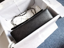 Load image into Gallery viewer, Chanel black caviar medium classic double flap, silver hdw
