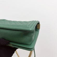 Load image into Gallery viewer, Chanel green small caviar boy, aged gold hdw