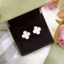 Load image into Gallery viewer, Van Cleef & (VCA) white mother of pearl 18k gold vintage Alhambra earrings