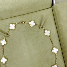 Load image into Gallery viewer, Van Cleef & Arpels (VCA) white mother of pearl 18k gold 10 motif vintage Alhambra necklace