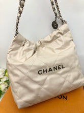 Load image into Gallery viewer, Chanel 22 small calfskin in ecru off white, matte silver hdw