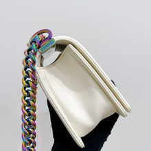 Load image into Gallery viewer, Chanel rare LED white medium boy bag with rainbow iridescent hdw