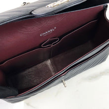 Load image into Gallery viewer, Chanel black caviar chevron jumbo, silver hdw