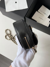 Load image into Gallery viewer, Chanel mini black heart bag (clutch with chain), light gold hdw