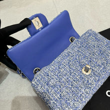 Load image into Gallery viewer, Chanel blue tweed mini, silver hdw chip