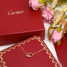 Load image into Gallery viewer, Cartier 18K rose gold double rings love pendant, half-paved diamond
