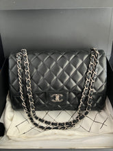 Load image into Gallery viewer, Chanel black lambskin jumbo, silver hdw