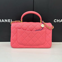 Load image into Gallery viewer, Chanel mini 20cm with top handle, pink caviar with gold hdw