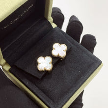 Load image into Gallery viewer, Van Cleef & (VCA) white mother of pearl 18k gold vintage Alhambra earrings