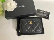 Load image into Gallery viewer, Chanel black caviar 28 series coin purse with gold hdw