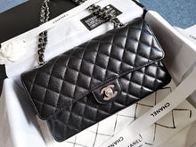 Load image into Gallery viewer, Chanel black caviar medium classic double flap, silver hdw