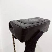 Load image into Gallery viewer, Chanel black mini calfskin chevron, with gold hdw