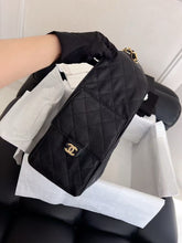 Load image into Gallery viewer, Chanel black grained calfskin hobo medium 25s