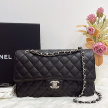 Load image into Gallery viewer, Chanel black caviar medium classic flap, silver hdw, 30 series