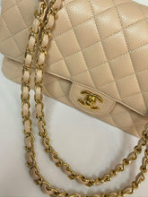 Load image into Gallery viewer, Chanel beige caviar medium classic flap, gold hdw